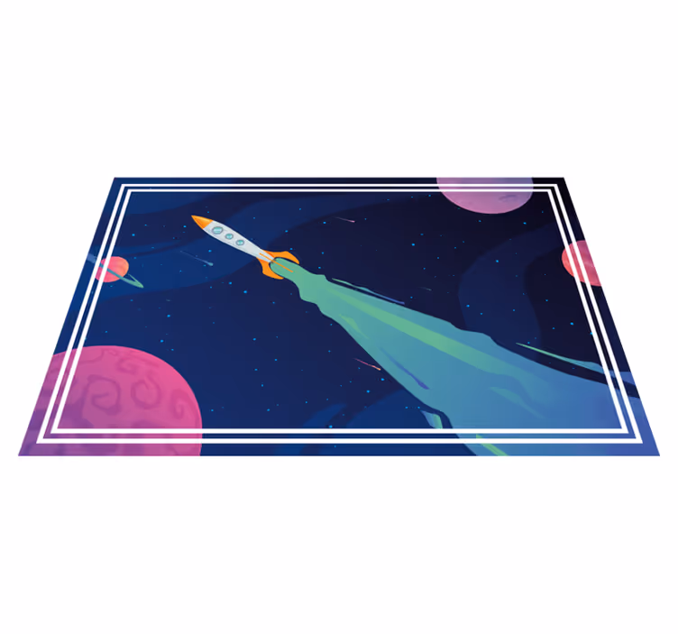 Alfombra vinílica estrellas nave espacial en órbita - TenVinilo