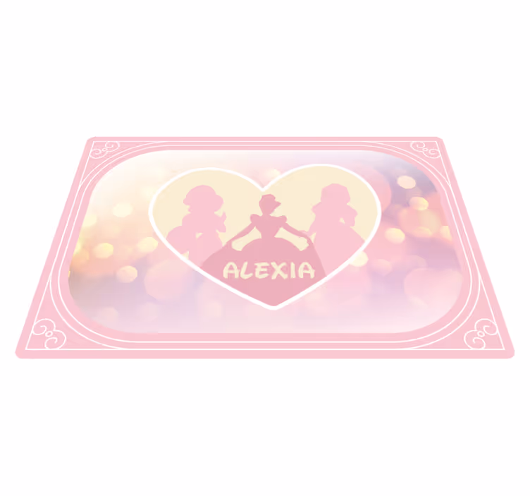 Alfombra vinílica personalizable silueta de princesa corazón - TenVinilo