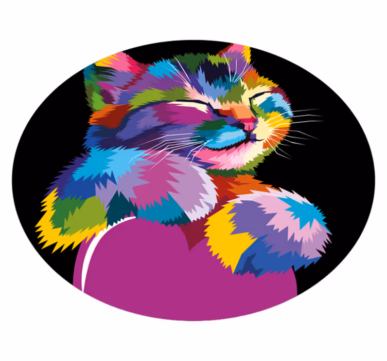 Aflombra vinílica animales ilustración felina vibrante - TenVinilo