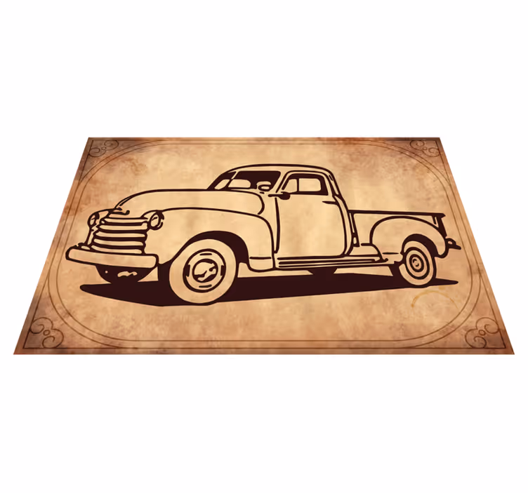 Alfombra vinílica salón Camioneta pickup americana clásica - TenVinilo