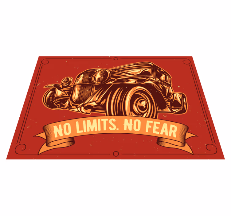 Alfombra vinílica con frase ilustración de coche clásico - TenVinilo