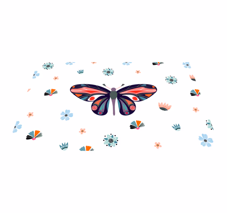 Aflombra vinílica animales ilustración vibrante de mariposa - TenVinilo