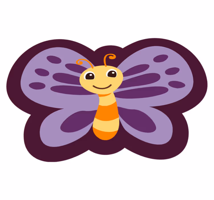 Alfombra vinílica infantil motivo de mariposa sonriente - TenVinilo