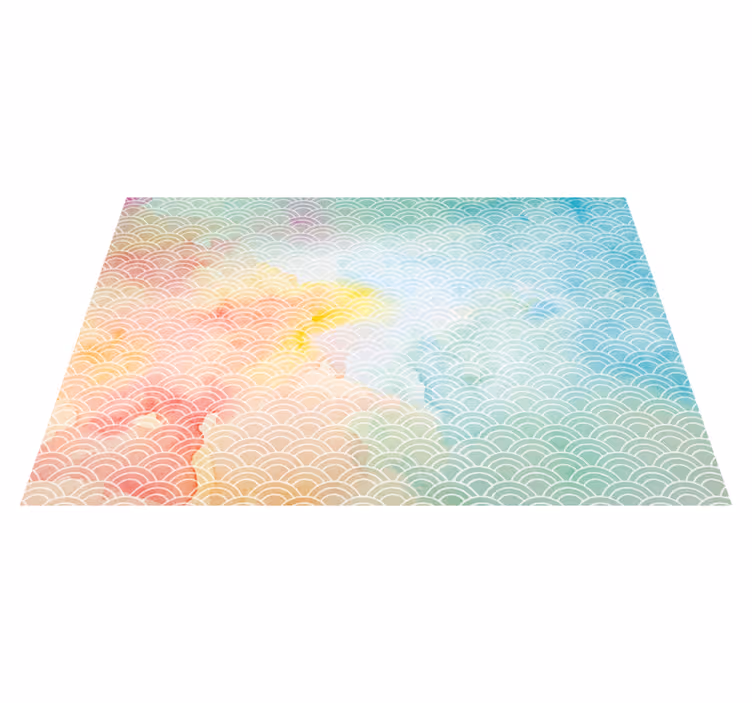 Alfombra vinílica geométrica motivo de ondas pastel - TenVinilo