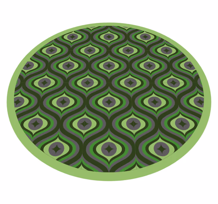 Alfombra vinílica dormitorio Patrón geométrico verde groovy - TenVinilo