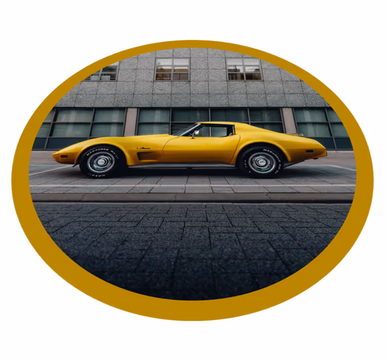 Alfombra vinílica juvenil coche clásico amarillo - TenVinilo