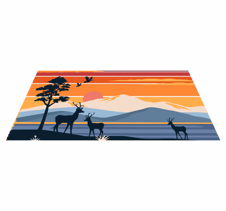 Alfombra vinílica naturaleza escena salvaje al atardecer - TenVinilo