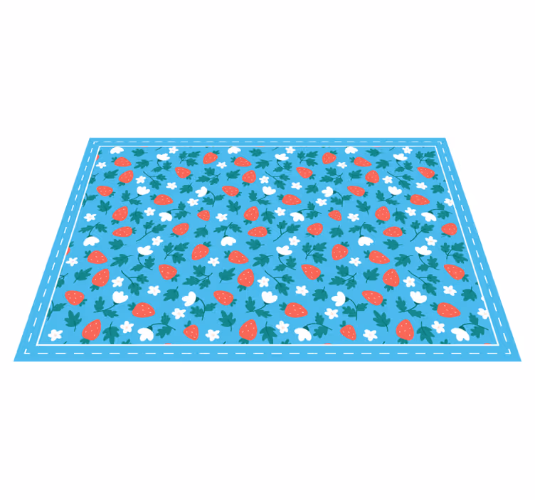 Alfombra vinílica cocina motivo floral de fresa - TenVinilo