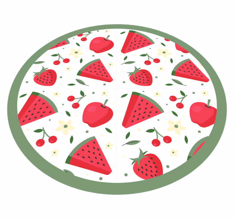 Alfombra vinílica cocina patrón floral de frutas - TenVinilo