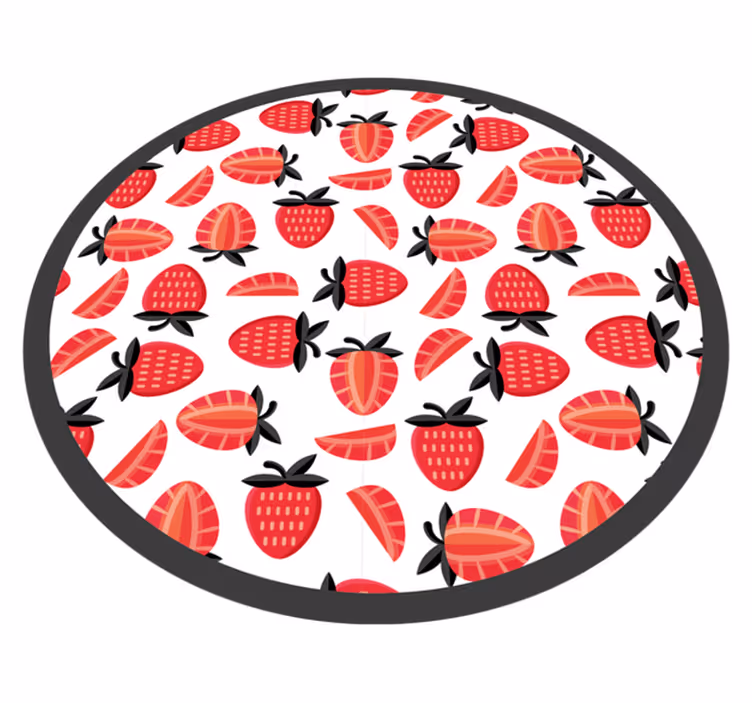 Alfombra vinílica cocina ilustración de fresa - TenVinilo
