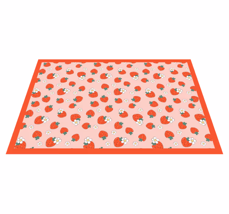 Alfombra vinilo cocina Fresas lindas flores - TenVinilo