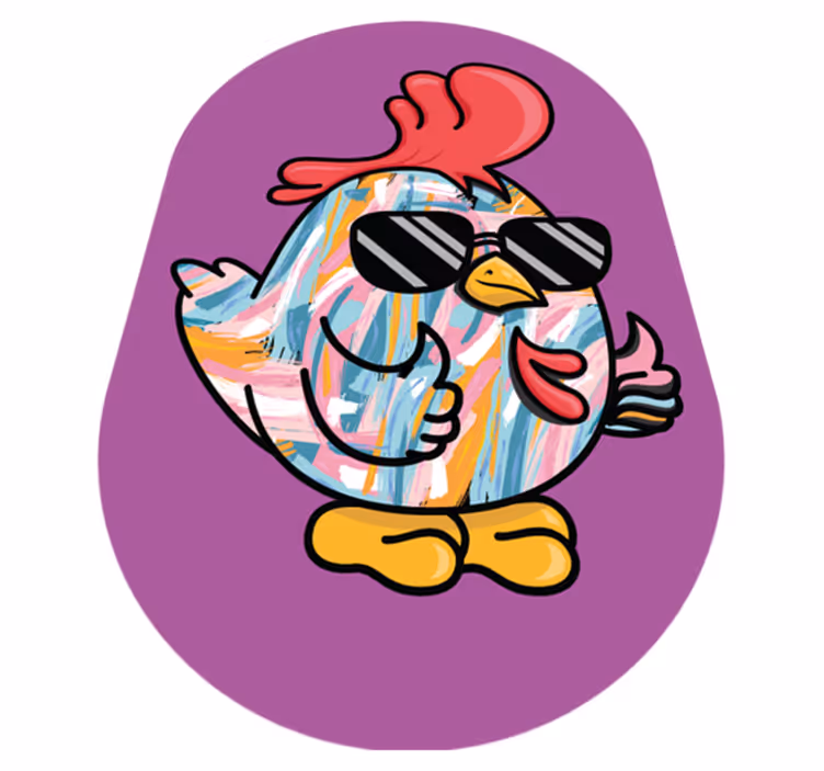 Alfombra vinílica infantil personaje de pollo elegante - TenVinilo