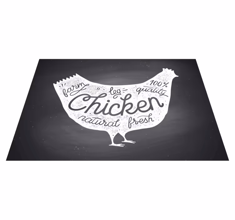 Alfombra vinílica cocina pollo fresco de granja - TenVinilo