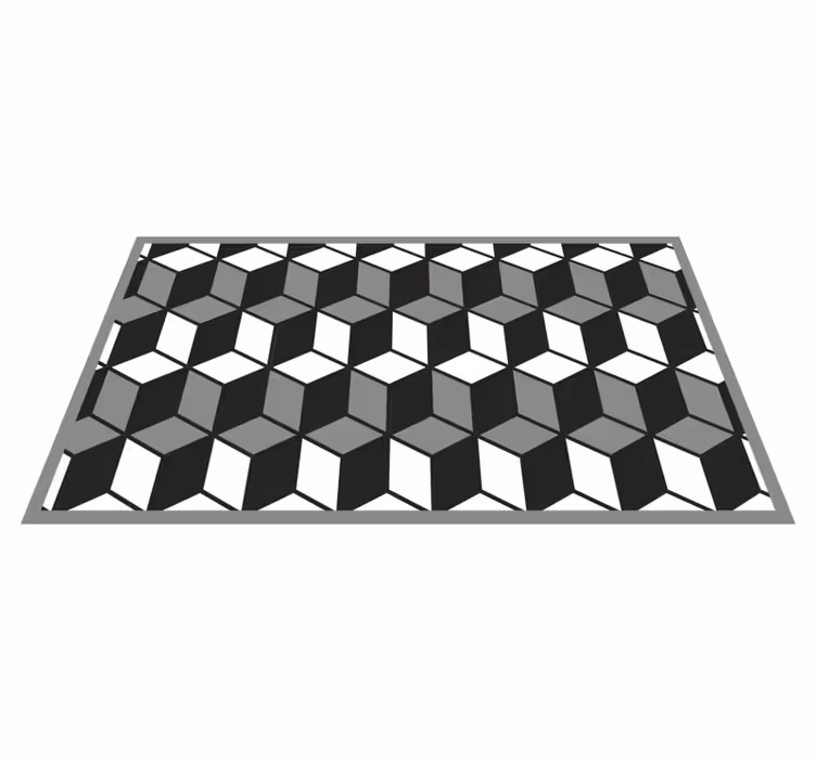 Alfombra vinílica geométrica patrón cúbico - TenVinilo