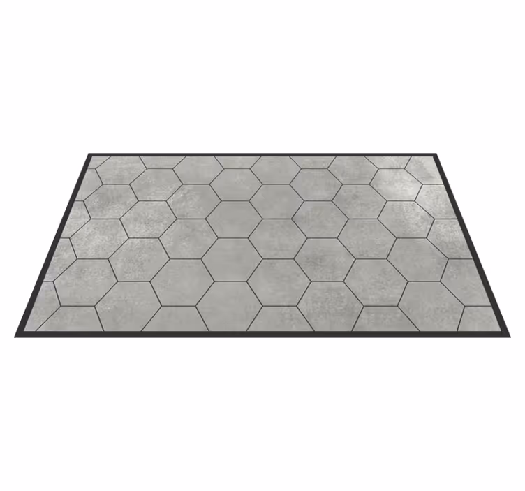 Alfombra vinílica hidráulica Hexágonos de textura de piedra gris - TenVinilo