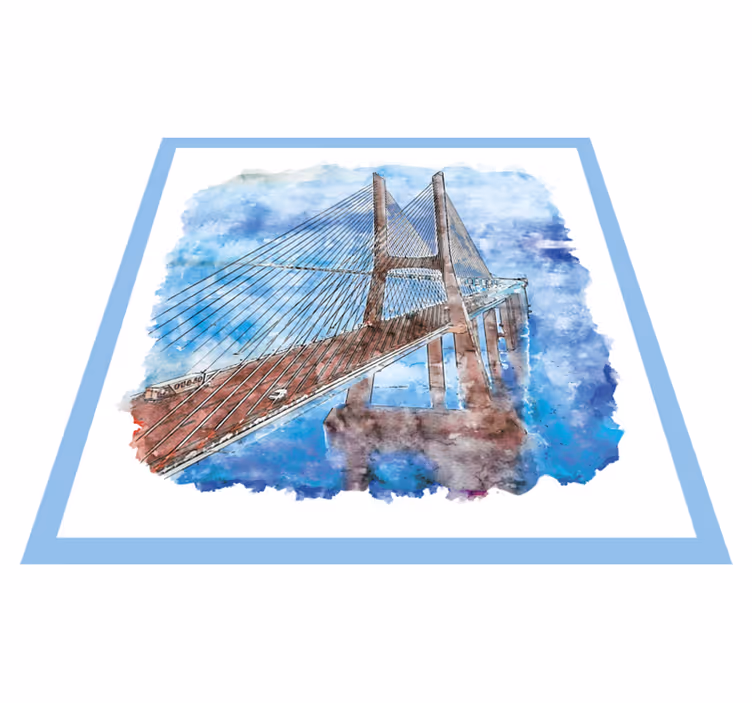 Alfombra vinílica baño obra de arte del puente colgante - TenVinilo