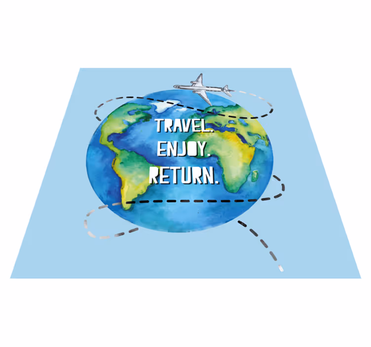 Alfombra vinílica con frase viajar disfrutar regresar - TenVinilo