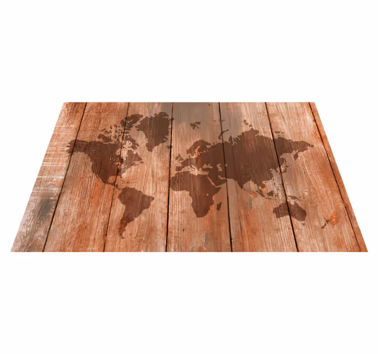 Alfombra vinílica mapamundi efecto de mapa de madera - TenVinilo