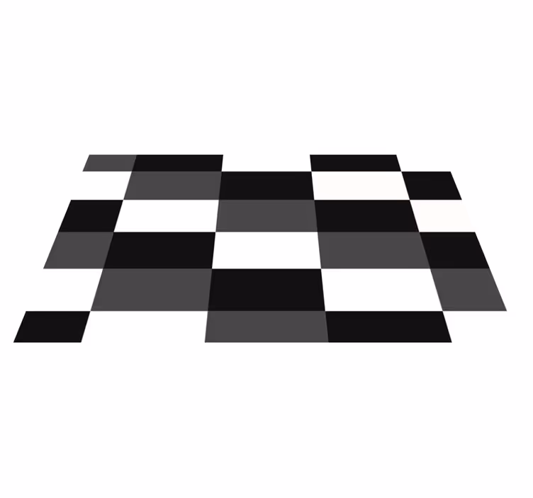 Alfombra vinílica geométrica cuadros en blanco y negro - TenVinilo