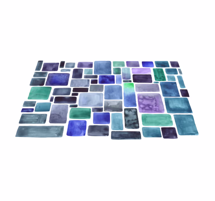 Alfombra vinílica imitación patrón bloques azules - TenVinilo