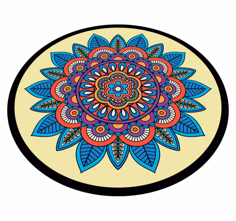 Alfombra vinílica mandala motivo circular colorido - TenVinilo