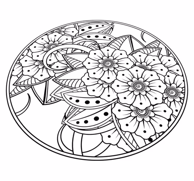 Alfombra vinílica mandala estilo mandala floral - TenVinilo