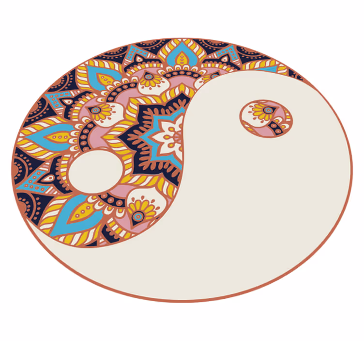 Alfombra vinílica mandala Ying y yang coloridos con patrón de man - TenVinilo