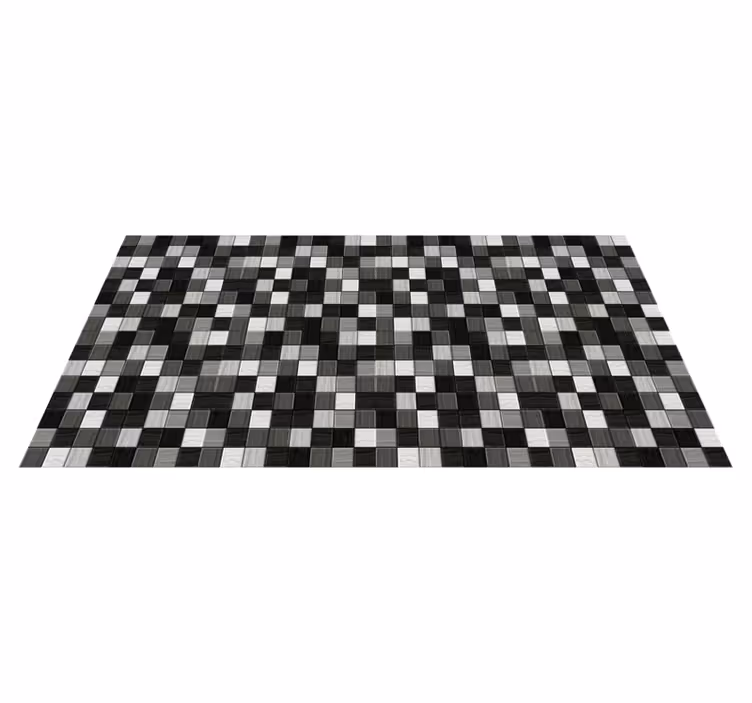 Alfombra vinílica baño cuadrados de tono gris - TenVinilo
