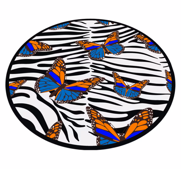 Alfombra vinílica animal print rayas de cebra de mariposa - TenVinilo
