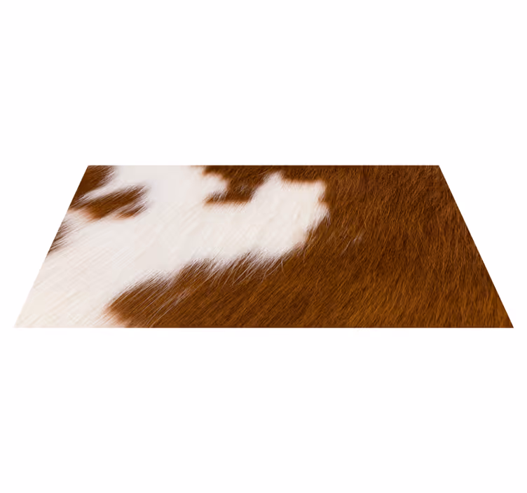 Alfombra vinilo rectangular Textura de piel de vaca blanca marrón - TenVinilo