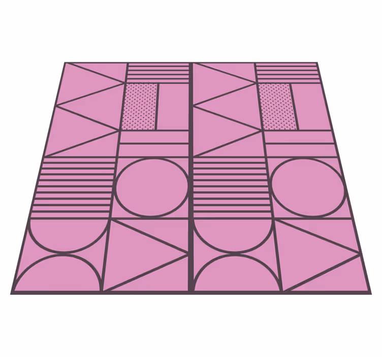 Alfombra vinílica geométrica motivo de formas rosas - TenVinilo