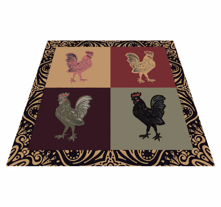 Aflombra vinílica animales gallo en azulejos clásicos - TenVinilo