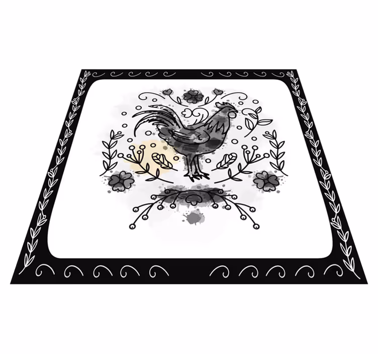 Aflombra vinílica animales gallo floral negro - TenVinilo