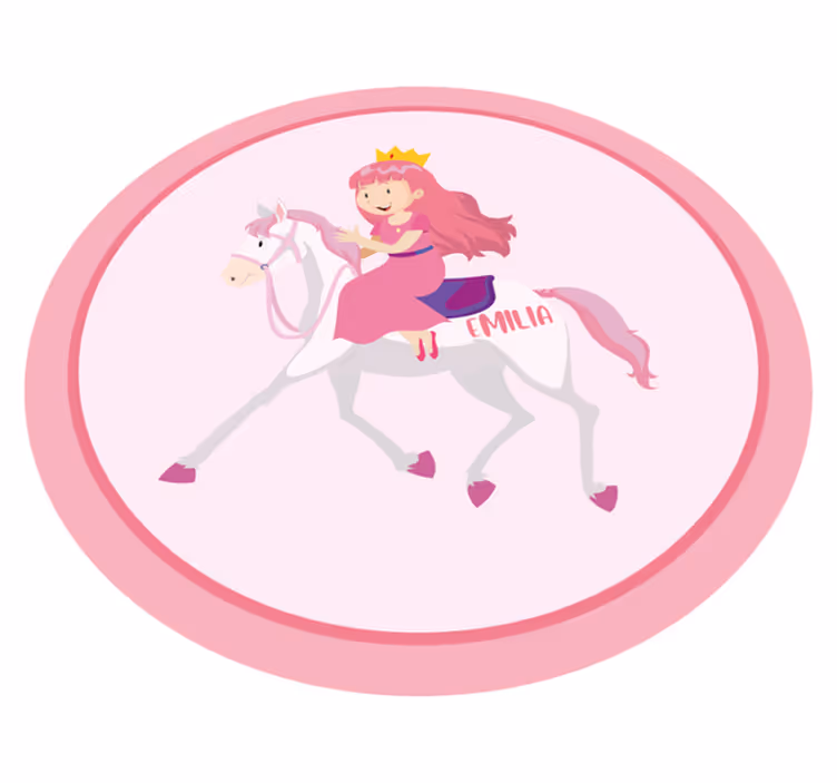 Alfombra vinílica personalizable Princesa rosa montando un caball - TenVinilo