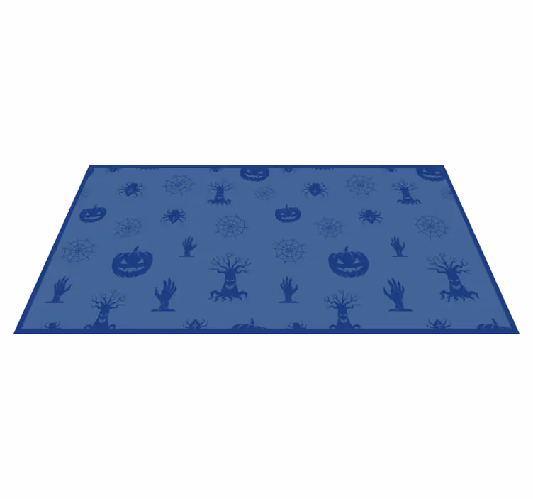 Alfombra vinilo rectangular Personajes de halloween azul - TenVinilo