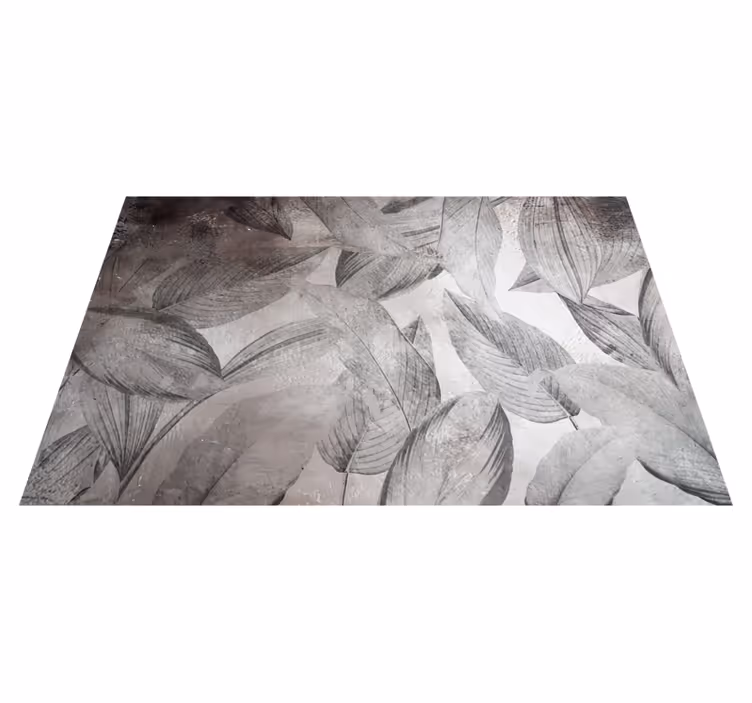 Alfombra vinílica flores patrón monocromático de hojas - TenVinilo