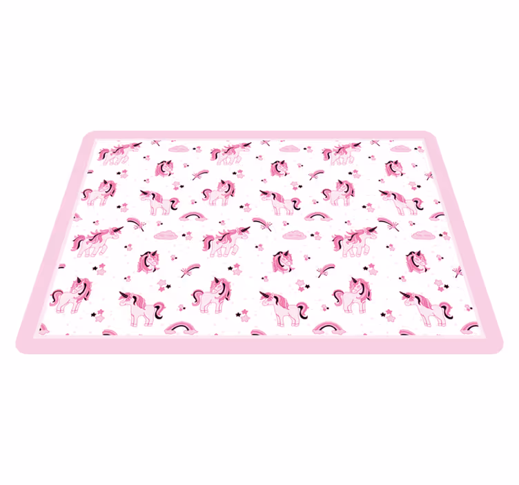 Alfombra vinílica infantil reino de fantasía de unicornio - TenVinilo