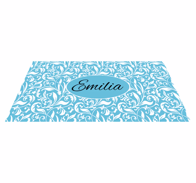 Alfombra vinílica personalizable Patrón floral vintage azul - TenVinilo