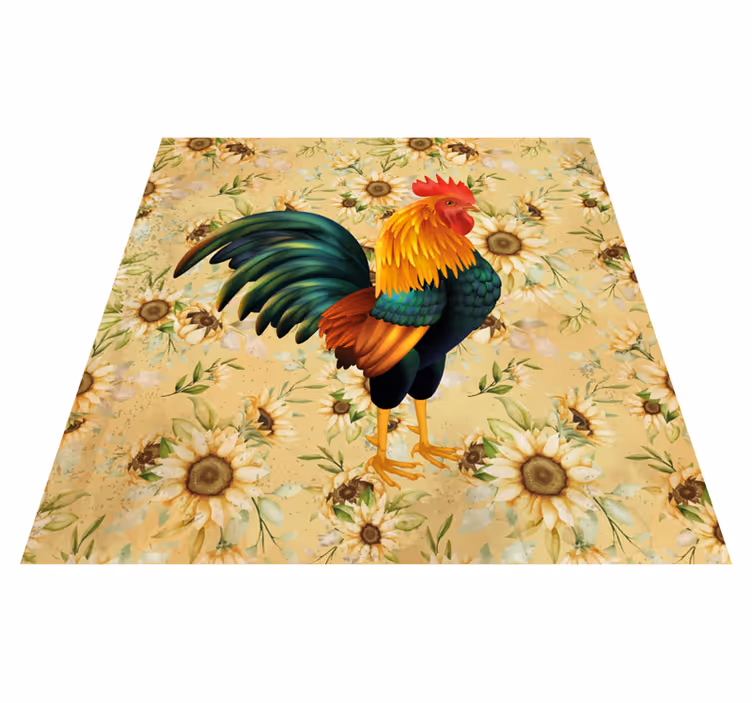 Alfombra vinílica flores gallo porud - TenVinilo
