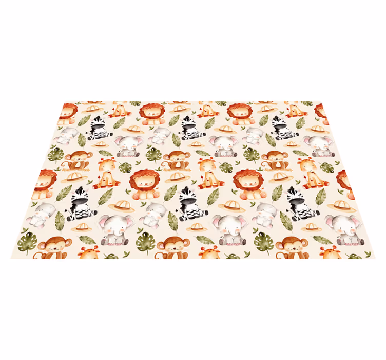 Alfombra vinílica bebé lindos animales de safari - TenVinilo