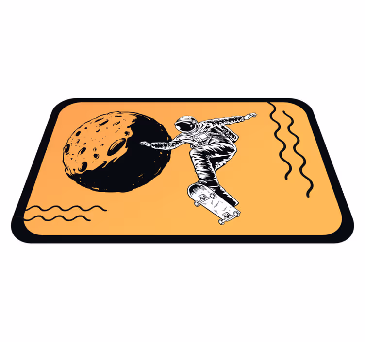 Alfombra vinílica infantil astronauta en patineta - TenVinilo