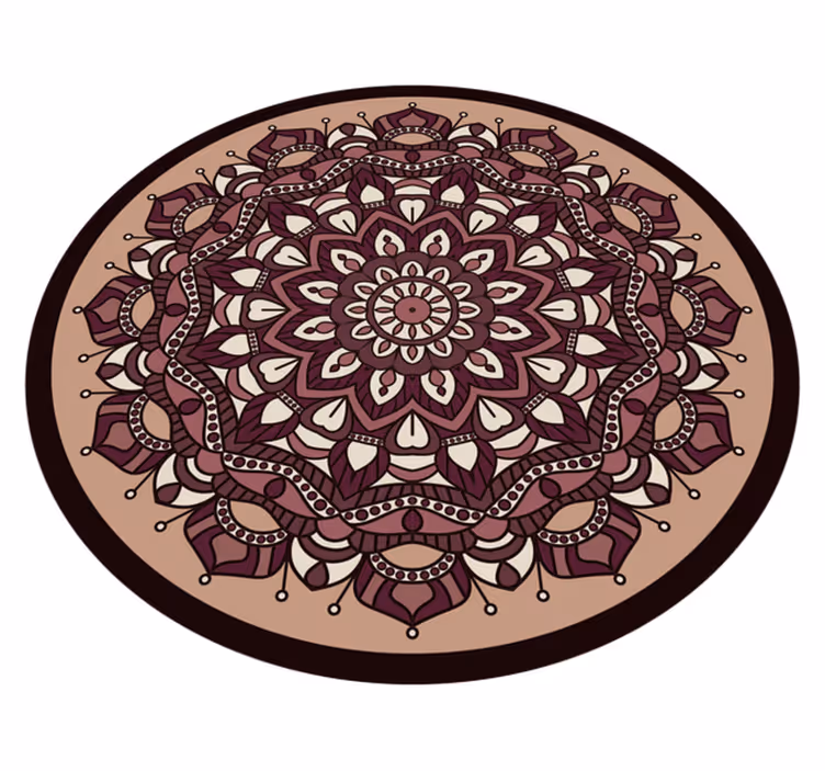 Alfombra vinílica mandala motivo complejo marrón - TenVinilo