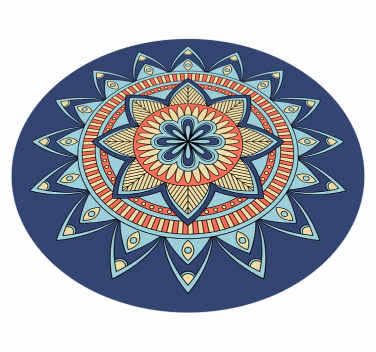Alfombra vinílica mandala tonos azules vibrantes - TenVinilo