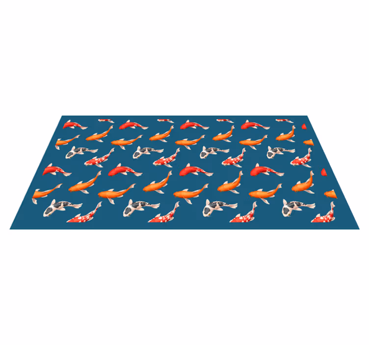 Alfombra vinílica naturaleza patrón de pez koi - TenVinilo