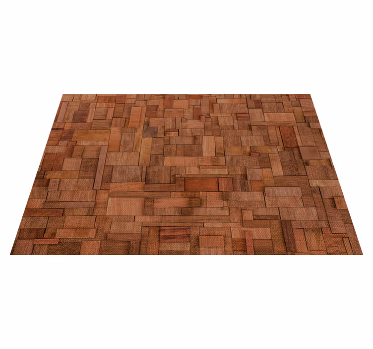 Alfombra vinílica imitación madera patrón de bloque cálido - TenVinilo