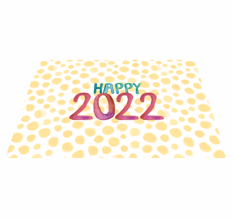 Alfombra vinílica con frase feliz año nuevo personalizado - TenVinilo