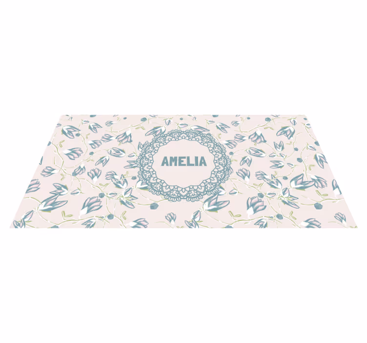 Alfombra vinílica dormitorio diseño floral con nombre - TenVinilo