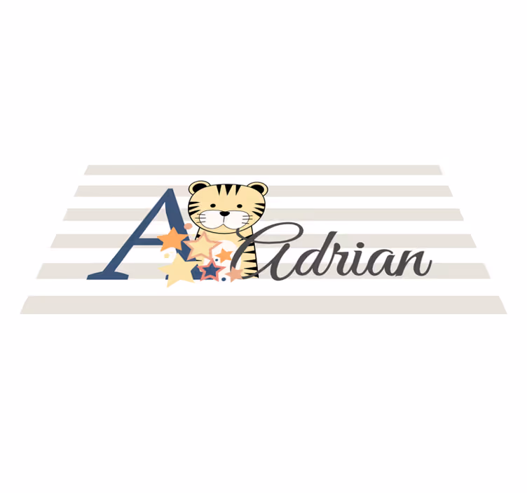 Alfombra vinílica bebé tigre bebé estriado con nombre - TenVinilo