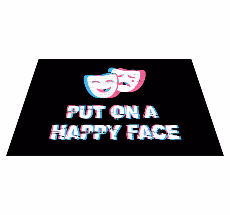 Alfombra vinílica con frase expresión de cara feliz - TenVinilo