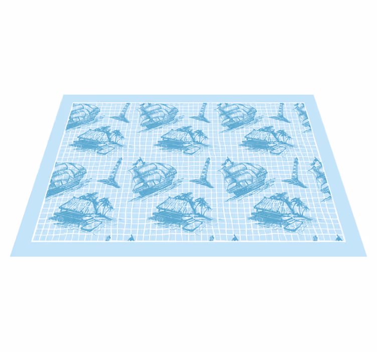 Alfombra vinílica baño motivos de temática costera - TenVinilo